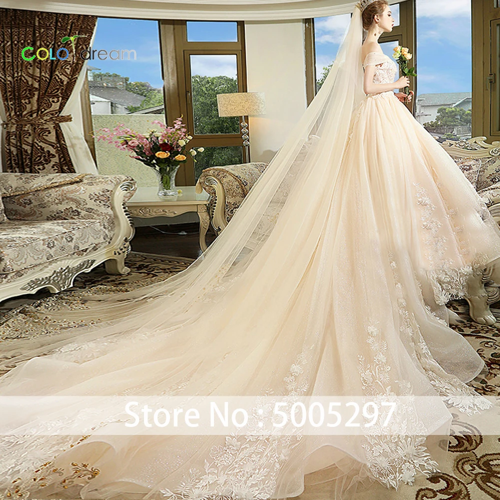 Свадебное платье бальное платье собора/Королевский поезд vestido de novia без бретелек