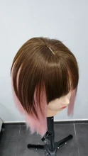 Halo Lady-Clip de belleza para mujer, cabello humano con explosión de flequillo, pieza central, pelo lacio brasileño no Remy para la pérdida de cabello