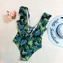 Bañador Sexy de una pieza para mujer, traje de baño de realce, Monokini con volantes, ajustable al hombro, 2021
