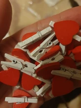 Clips de papel fotográfico en forma de corazón de madera para decoración del hogar, Mini clip rojo para decoración de notas, accesorios de oficina, 20 uds.
