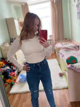 Zenaide-Body Sexy acanalado de manga larga para mujer, trajes de calle, bodys con cuello redondo, tejido recortado, cintura alta