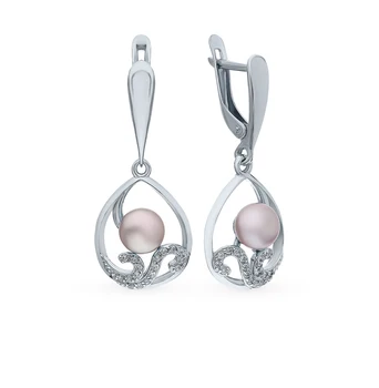 

Silver earrings with cubic zirconia and pearls sunlight