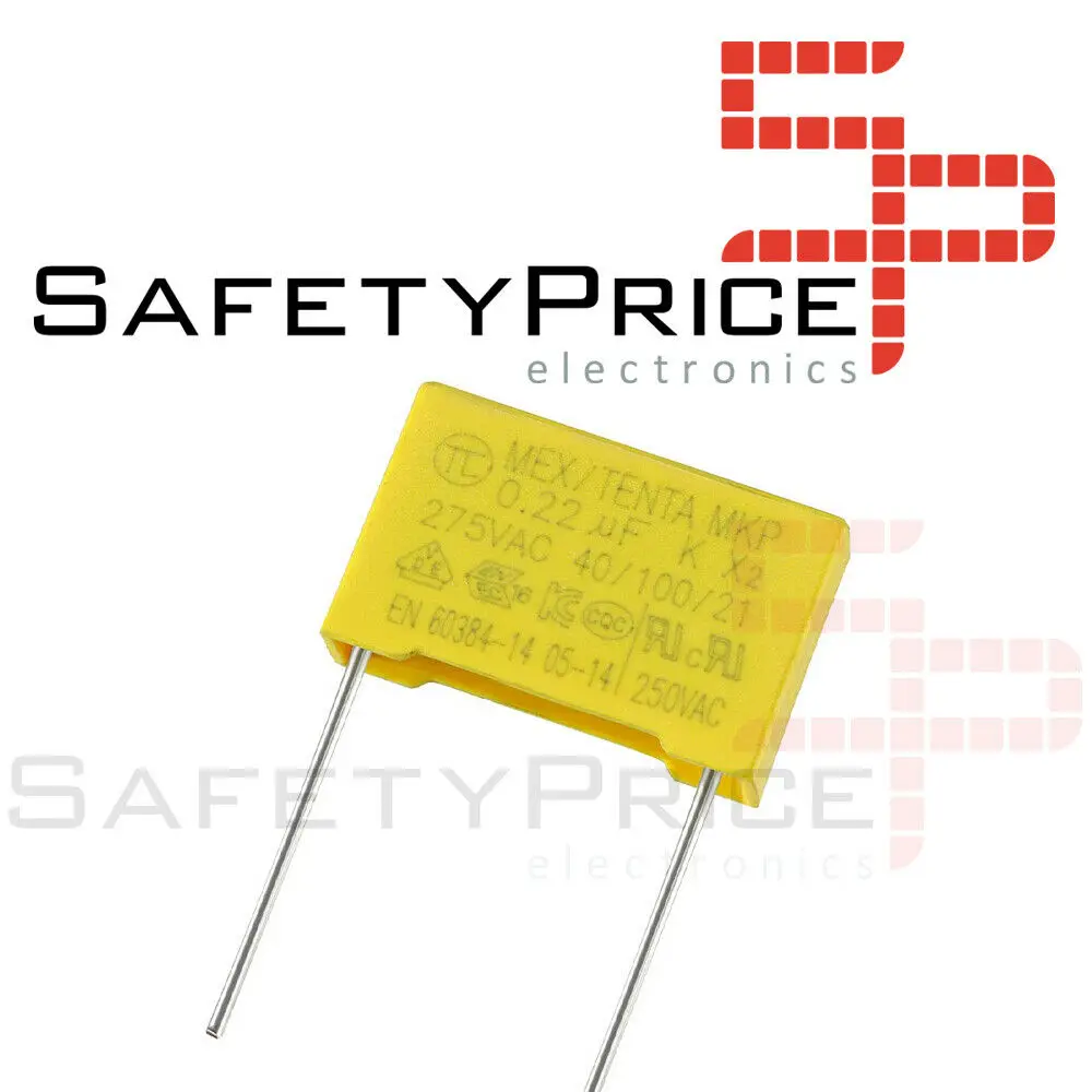 2x Safety capacitor MKP X2 0.22uF 224K AC 275V 15mm afbeelding