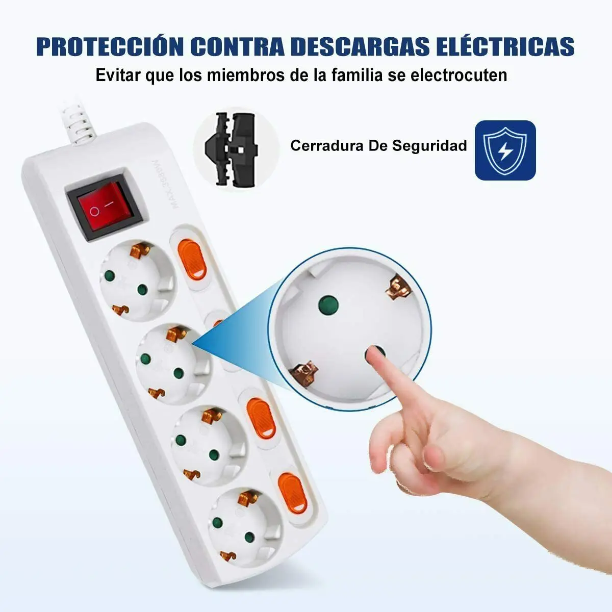 Regleta alargador Electrico de 1.5/3 metros con 2/3/4/5 enchufes e  interruptor negro - AliExpress