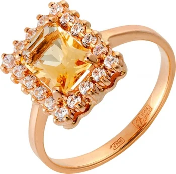 

Aloris ring with citrine and cubic zirconia in red gold