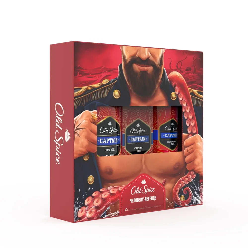 OS Аэроз дезодорант Captain 150мл+ OS Гель д/душа+шмп 2в1 Captain 250мл+ OS Лосьон после бритья Captain 100мл