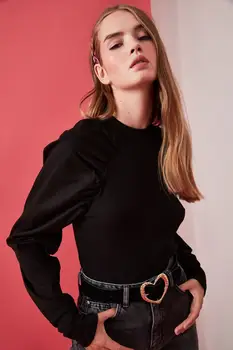 

Trendyol Poplin Detailed Ribbed Knitted Blouse TWOAW21BZ0117
