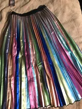 Women Skirts Rainbow-Striped Spring A-Line Mid-Calf High-Street European-Style Marwin