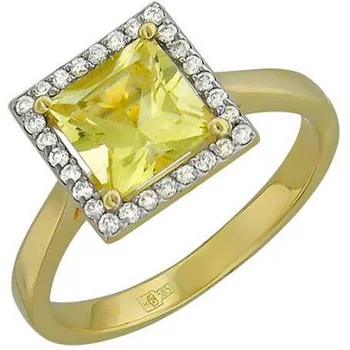 

Esthete ring with quartz and diamonds in Yellow Gold