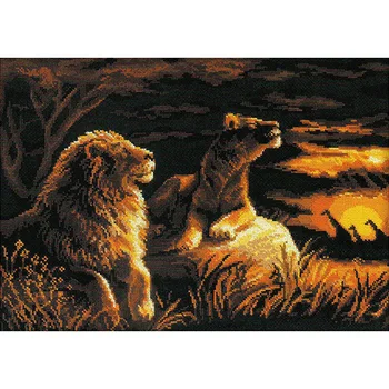 

1142 set for embroidery Riolis 'Lions in Savannah ', 40*30 cm