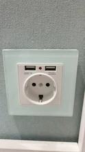 Eu-Power-Socket-Socket Outlet Glass-Panel Usb-Charging-Port Crystal Wall SRAN with 16A