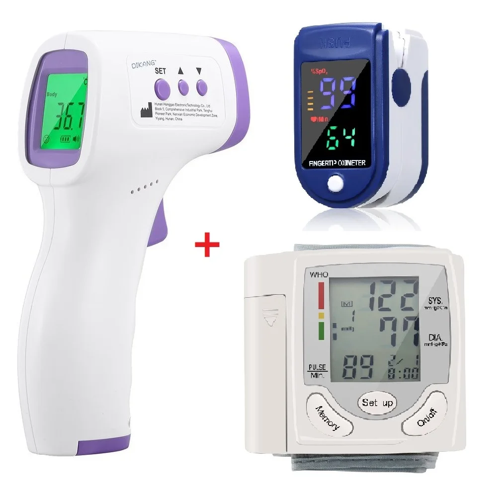 Medical Digital Wrist Blood Pressure Monitor Heart Rate Monitor Tonometer SPO2 PR Finger Pulse Oximeter Infrared Thermometer blood pressure monitor blood pressure meter finger pulse oximeter