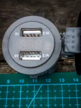 Socket Boat Power Dual-Usb-Charger Motorcycle Waterproof with Voltmeter--Wire-In-Line