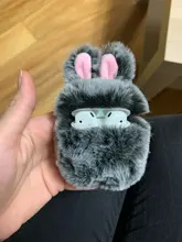 Ear-Fur-Case Capa Carabiner Plush-Cover Apple Airpods Rabbit Soft Wireless for 1-2/Wireless/Charging-fluffy-box