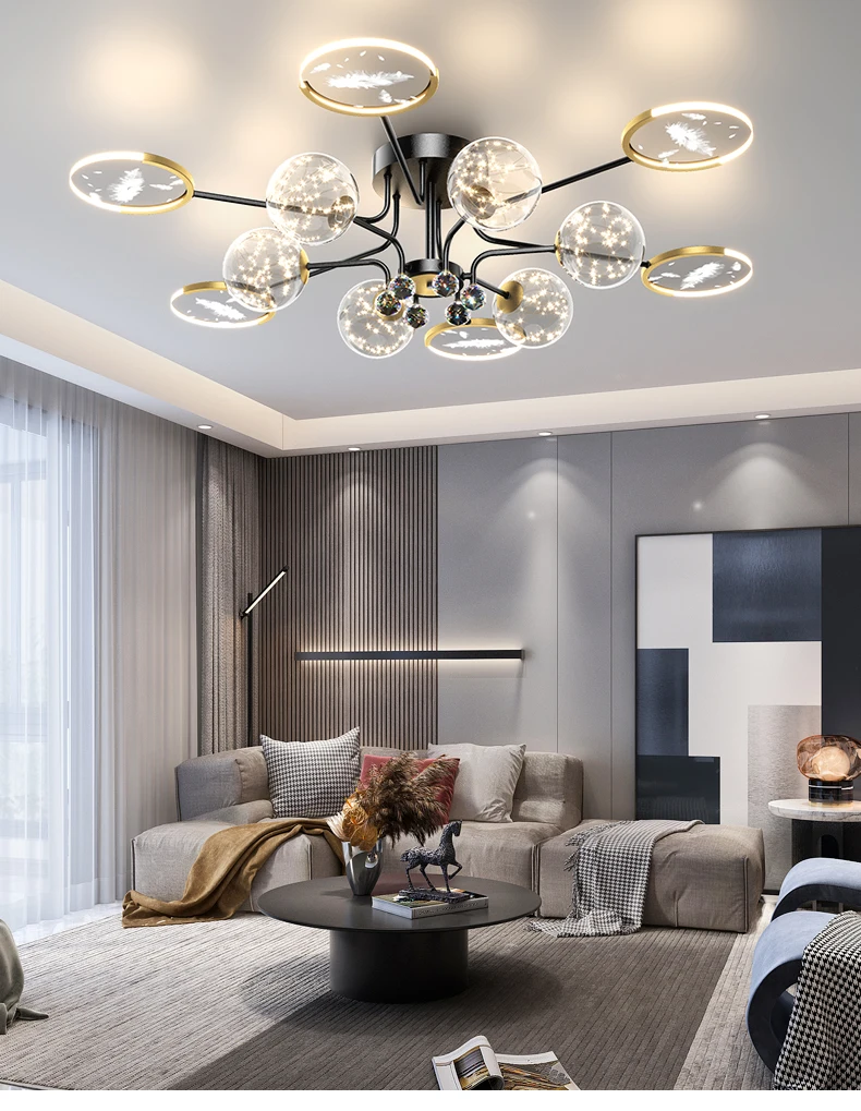 cheap chandeliers New Modern LED Chandeliers For Living Room Bedroom Dining Room Indoor Design Led Ceiling Lamp Glass Ball Remote Control Light rustic chandeliers