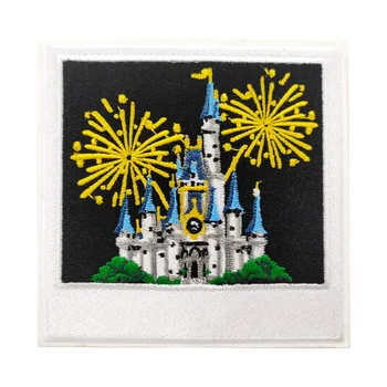 

4'' Large Blue Castle Princess Prince Palace for boys kids Iron On Patches Cartoon Applique Embroidered Costume Cosplay