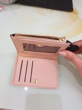 Billetera corta con cremallera para mujer, monedero con paneles a la moda, tarjetero de cuero