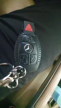 Funda de cuero genuino para llavero de coche, accesorios de soporte remoto para Mercedes Benz CLS CLA GL R SLK AMG A B C S Class