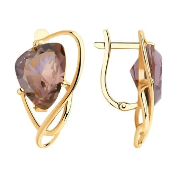 

Sokolov drop earrings with stones in gold with synthetic sitals, fashion jewelry, 585, women's male, long earrings