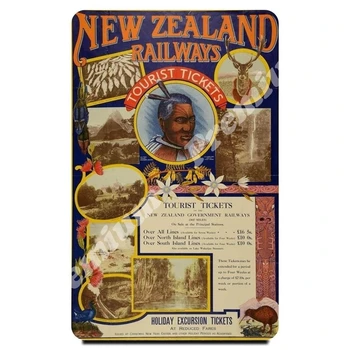 

New Zealand souvenir magnet vintage travel poster
