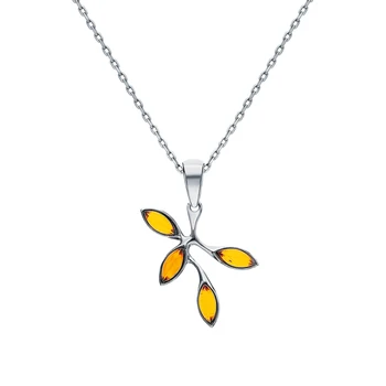 

Silver Pendant with amber sunlight sample 925