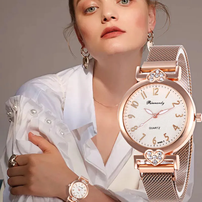 Best WJ 8567 luxe Simple Watch Women Classic Magnetic Buckle Watches Clock Rhinestone Bracelet Wrist Watches Quartz relogio feminino