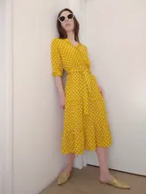 Autumn Winter Dot Bandage Dress Women Casual Ruffles V Neck High Waist Slim Print Long