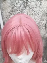 Msholy-peluca ondulada rosa con flequillo Bob corto, Pelo Rizado Bob, pelucas púrpuras sintéticas Rojas, rubias y verdes, Cosplay de alta temperatura