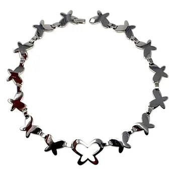 

Metal choker 42cm. Rhodium butterflies plated [AB9124]