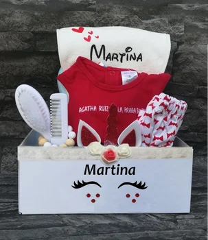 

Canastilla recién nacido regalo personalizado con conjunto y productos de cuidado para el bebe