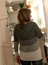 Las nuevas mujeres sudadera 2020 sudaderas con capucha de punto Casual Patchwork de cuello en V manga larga Sudadera con capucha de moda de otoño cálido Jersey # T2G