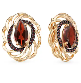 

Gold earrings with cubic zirconia and Garnet sunlight sample 585