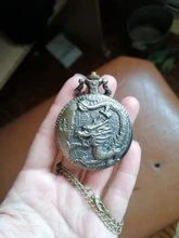 Reloj de bolsillo de cuarzo, de bronce, estilo chino, diseño de dragón, Vintage, con cadena de collar, el mejor regalo, CF1039