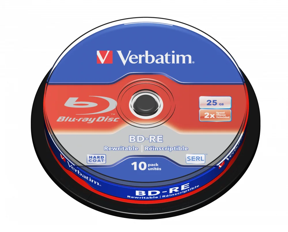BD RE Диск VERBATIM REWRITABLE (перезаписываемый) (BOX 10 шт.) 2x 25GB|Чистые диски| |