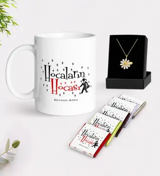 

Personalized Hocaların Mentor White Mug Chocolate and Is Daisy Necklace Gift Seti-2