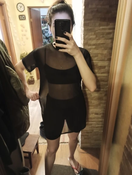 Sexy Summer Women Mesh Mini Dress Female Holiday O Collar Party Ladies Casual Dress Black Lace Dress reviews №2 959240