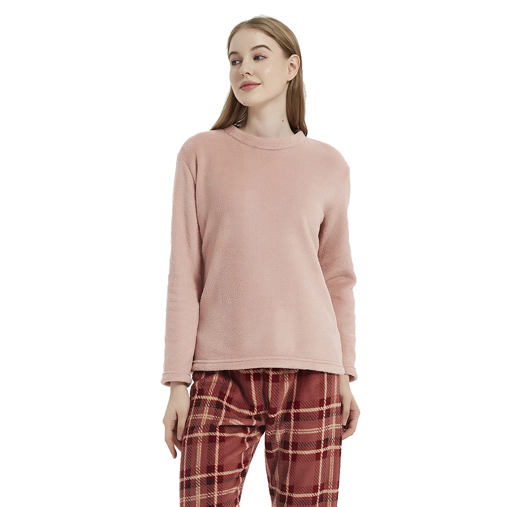 PimpamTex - Women's Autumn Winter Coral Long Sleeved Pyjama Set, Warm Winter Coral Printed Pyjama Set with Soft Touch, Wide Vari