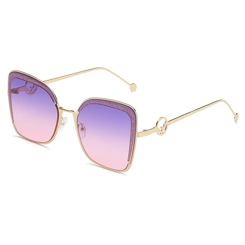 

square Metal sunglasses women Vintage gradient Brand fashion Eyewear Designer sun glasses oculos UV400