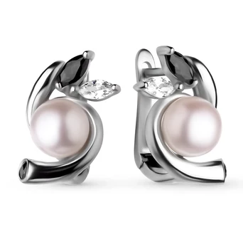 

Silver earrings with cubic zirconia and pearls sunlight sample 925