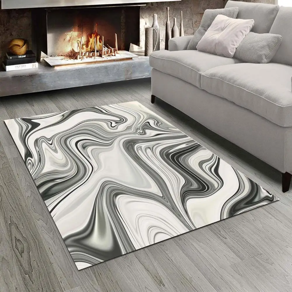 Else серый мраморный волнистый дизайн 3d принт Нескользящая микрофибра для гостиной современный ковер моющийся коврик