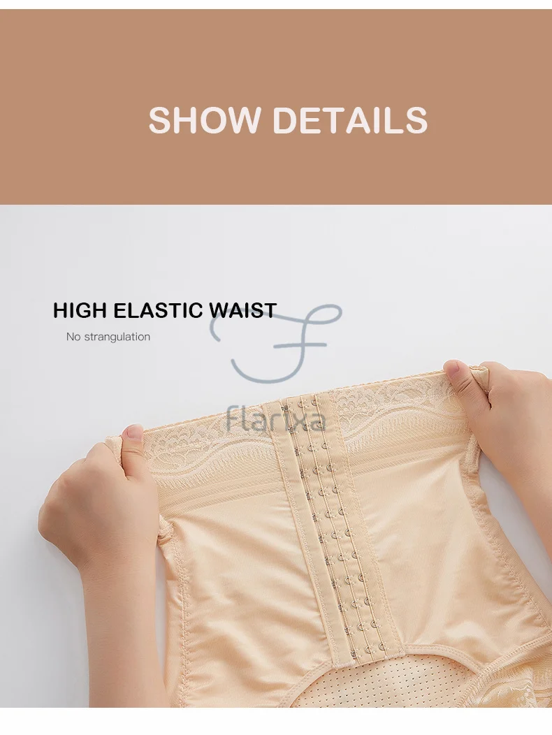 Flarixa Lace High Waist Hip Lift Shaping Briefs Adjustable Seamless Cartilage Shaping Women Pants Plus Size Body Shaping Panties best tummy control shapewear uk