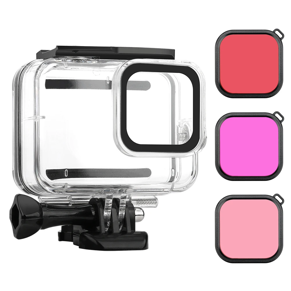 

Hot 40m Underwater Waterproof Housing Case with Protective Shell 3Pcs Filter Lens for GoPro Hero 8 Black Camera Accessories