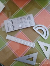 Tienda de aluminio Regla 4 unids/set geometría de Metal matemáticas compás de dibujo y los gobernantes de matemática para la escuela 79532