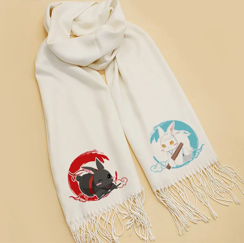 Anime Mo Dao Zu Shi Cute Rabbit Scarf Wei Wuxian Lan Wangji Cosplay Women Men Winter Warm Scarf Clothing Accessories Fans Gift
