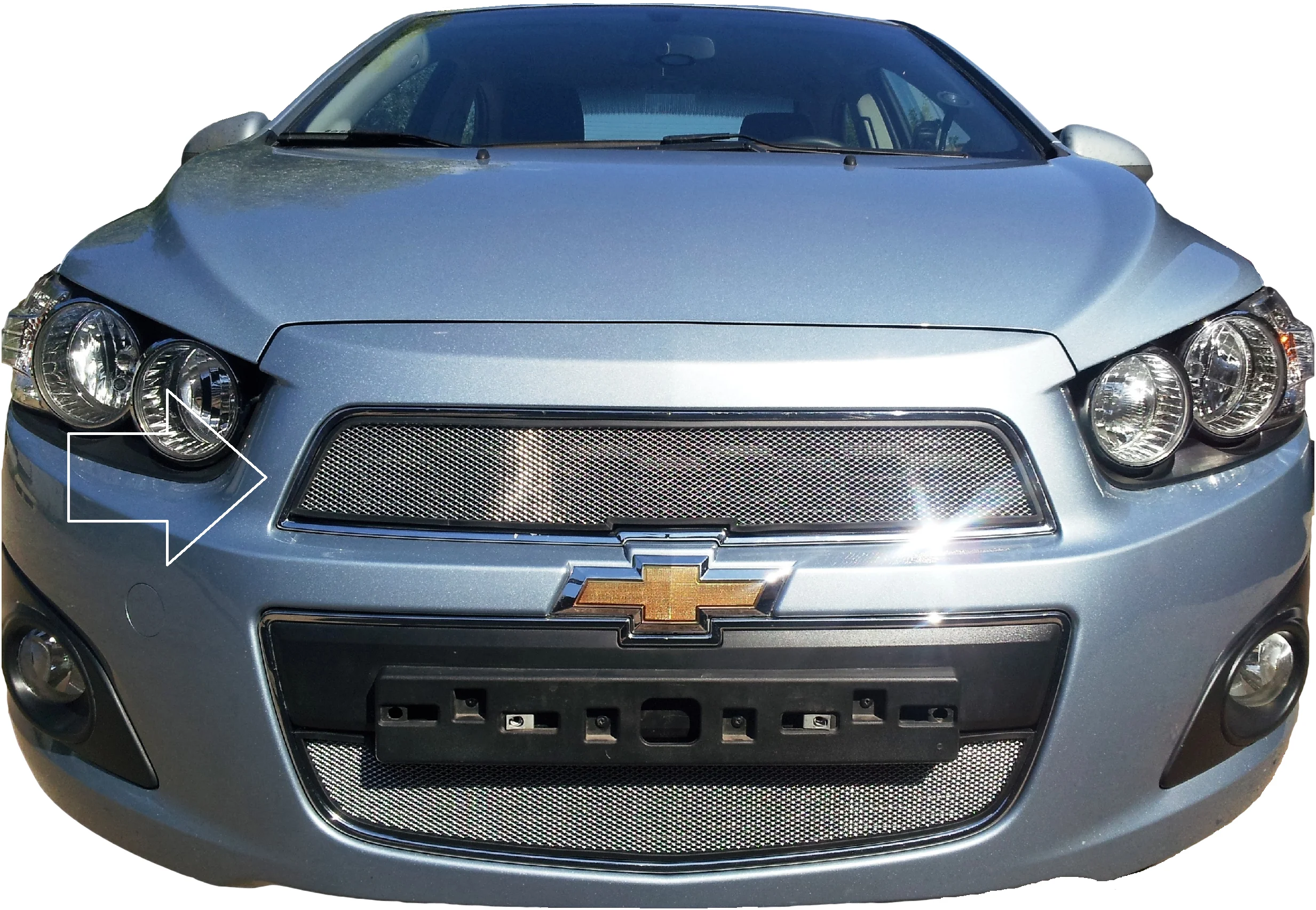 Защитная сетка на решетку радиатора Шевроле Aveo 2012- T300, защита от насекомых, защита от камней