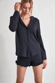 

LONG SLEEVE PAJAMAS SET FLOUNCE DETAILED