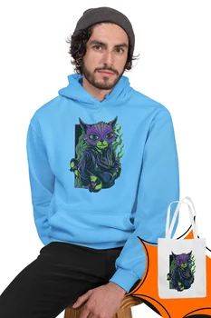 

Angemiel Wear Skateboarder Cool Cat Blue Men 'S Hooded Sweatshirt Bags Kombin