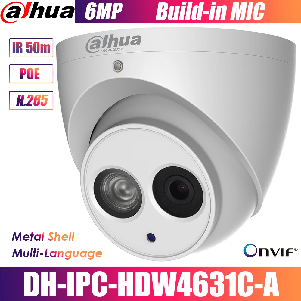 Dahua IPC-HDW4631C-A 4MP 6MP Network IP Camera 2.8mm 3.6mm POE CCTV Security Built-in MIC 30M 50M IR H.265 | Безопасность и защита