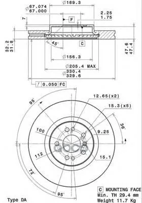Диск Тормозной Передн Mercedes-Benz: M-Class 05-, R-Class 06- Brembo арт. 09.R104.11