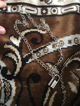 Cadena de eslabones Punk para mujer, colgante con candado de color dorado y plateado, joyería Punk